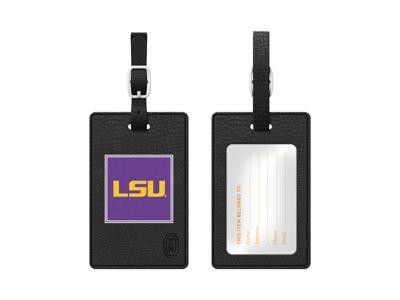 Centon Black Leather Classic Bag Tag Louisiana State University S1-CBT-LSU-00A