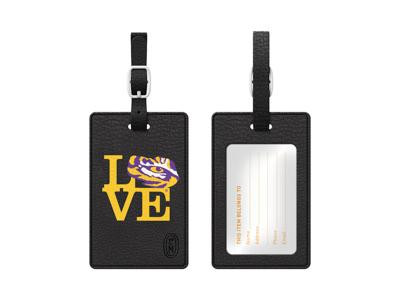 Centon Black Leather Love V1 Bag Tag Louisiana State University S1-CBT-LSU-02A