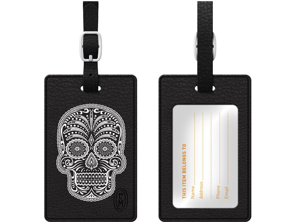 Centon OTM Essentials Black Leather Bag Tag, Mr. Sugar Bones OP-II-HIP-17