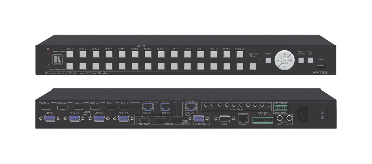 Kramer VP-733 12-Input ProScale Presentation Matrix Switcher & 4K30 UHD Scaler - 70-80227030