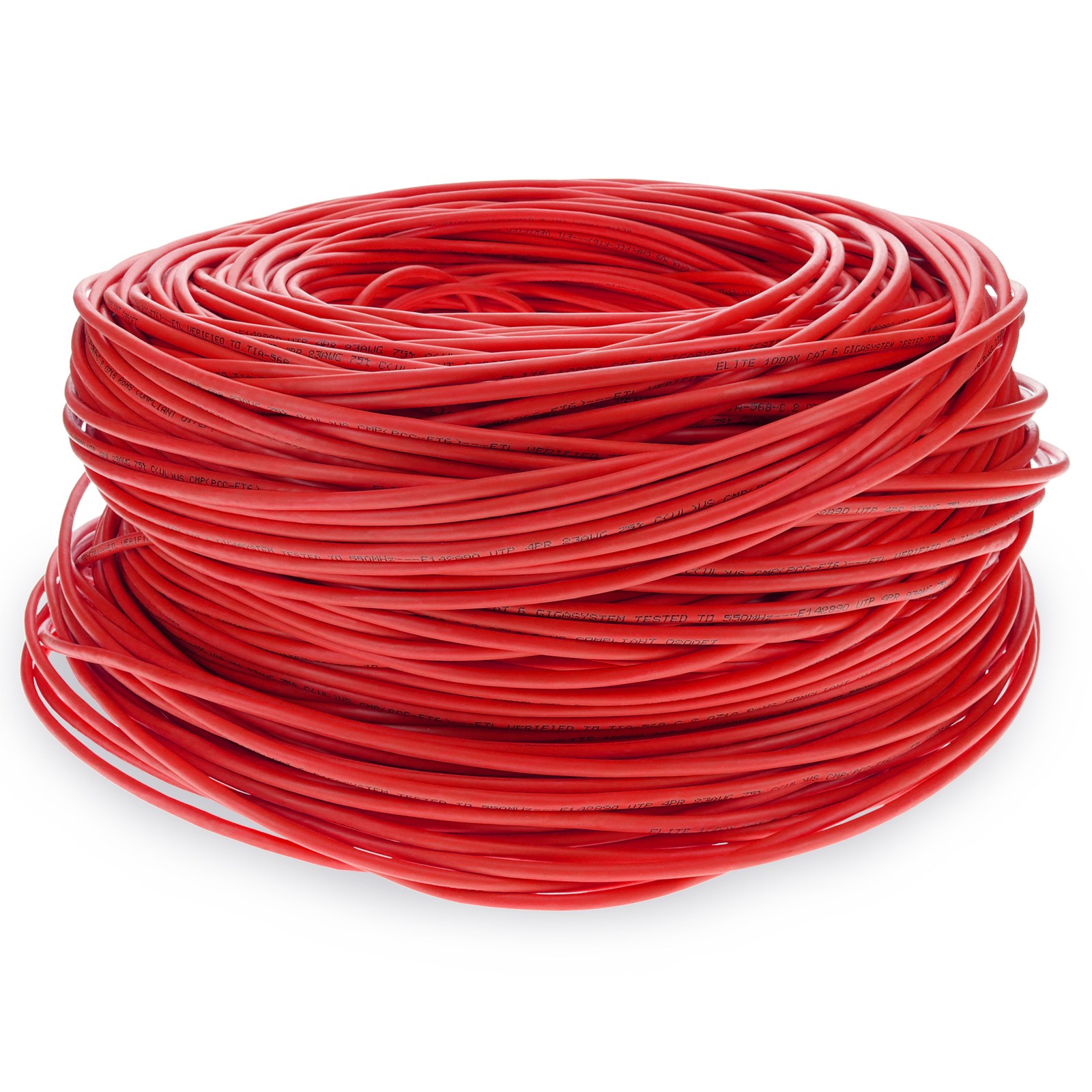 AddOn 1000ft Non-Terminated Red Cat6 STP PVC Plenum Rated Copper Patch Cable - ADD-CAT6BULK1KSP-RD