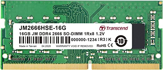 Transcend JetRAM 16GB DDR4 SDRAM Memory Module - For Notebook - 16 GB (1 x 16GB) - DDR4-2666/PC4-21300 DDR4 SDRAM - 2666 MHz - CL19 - 1.20 V - Unbuffered - 260-pin - SoDIMM - JM2666HSE-16G