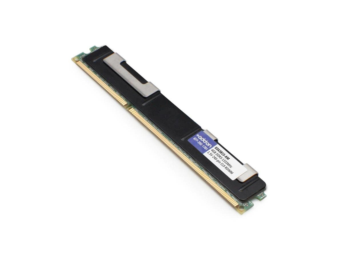 AddOn 4GB DDR3 SDRAM Memory Module - 4 GB (1 x 4GB) - DDR3-1333/PC3-10666 DDR3 SDRAM - 1333 MHz - 1.35 V - ECC - Registered - 240-pin - DIMM - Lifetime Warranty - 49Y1389-AM