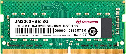 Transcend JetRAM 8GB DDR4 SDRAM Memory Module - For Notebook - 8 GB (1 x 8GB) - DDR4-3200/PC4-25600 DDR4 SDRAM - 3200 MHz - CL22 - 1.20 V - ECC - Unbuffered, Unregistered - 260-pin - SoDIMM - JM3200HSB-8G