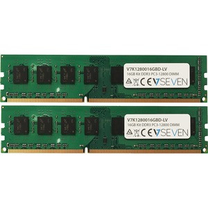 V7 16GB (2 x 8GB) DDR3 SDRAM Memory Kit - 16 GB (2 x 8GB) - DDR3-1600/PC3L-12800 DDR3 SDRAM - 1600 MHz - CL11 - 1.35 V - 240-pin - DIMM - V7K1280016GBD-LV-U