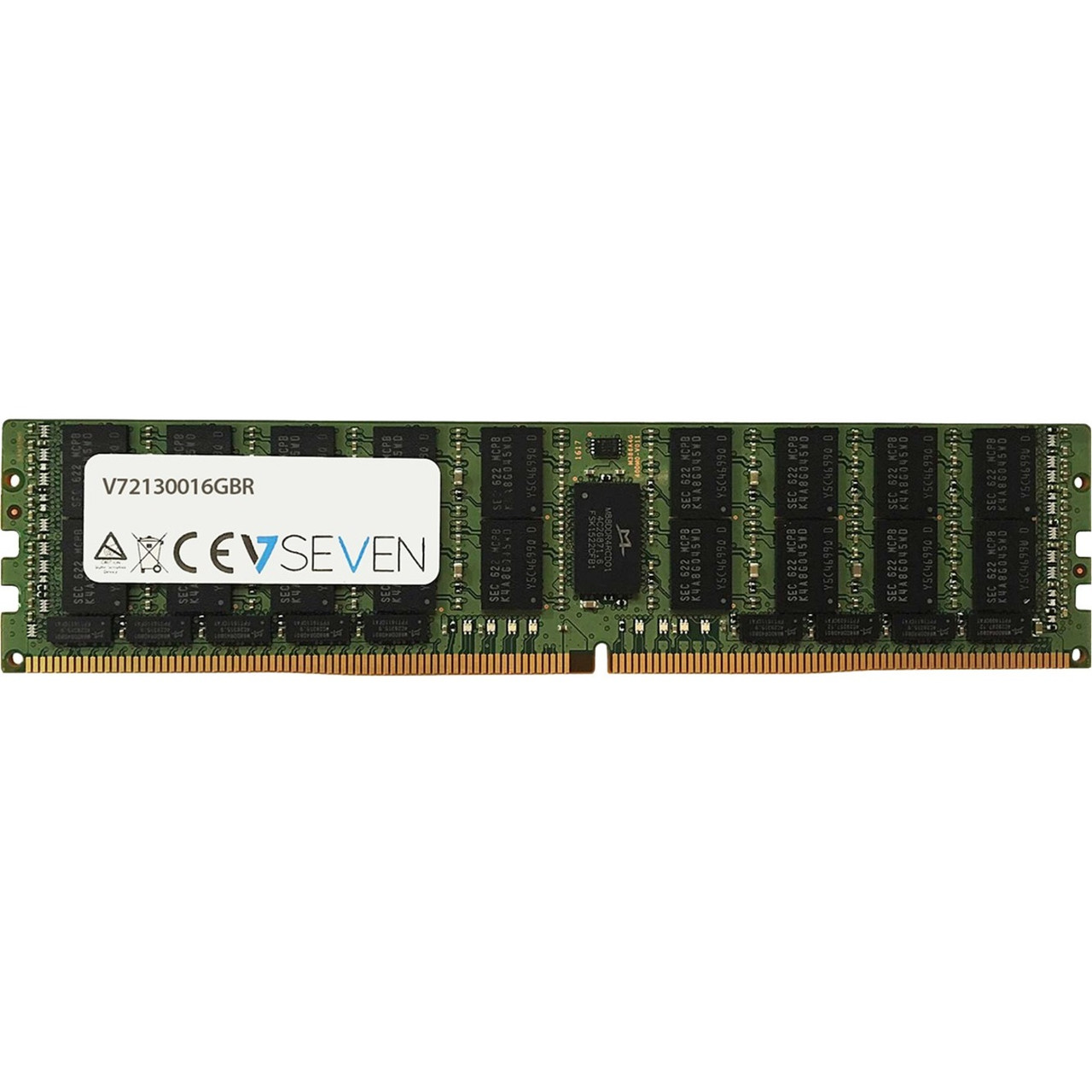V7 16GB DDR4 SDRAM Memory Module - For Server - 16 GB - DDR4-2666/PC4-21300 DDR4 SDRAM - 2666 MHz Dual-rank Memory - CL19 - 1.20 V - ECC - Registered, Buffered - 288-pin - DIMM - V72130016GBR