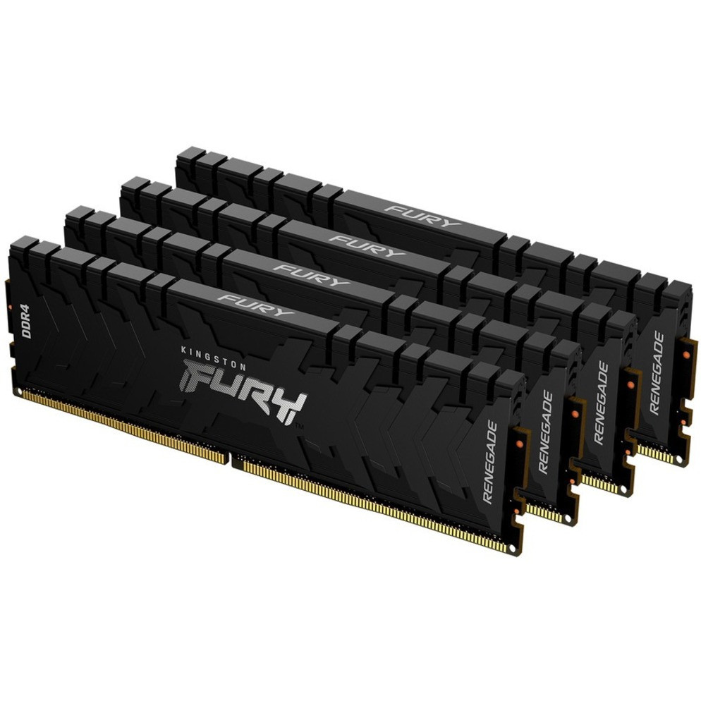 Kingston FURY Renegade 128GB (4 x 32GB) DDR4 SDRAM Memory Kit - 128 GB (4 x 32GB) - DDR4-3600/PC4-28800 DDR4 SDRAM - 3600 MHz Dual-rank Memory - CL18 - 1.35 V - Non-ECC - Unbuffered - 288-pin - DIMM - Lifetime Warranty - KF436C18RBK4/128