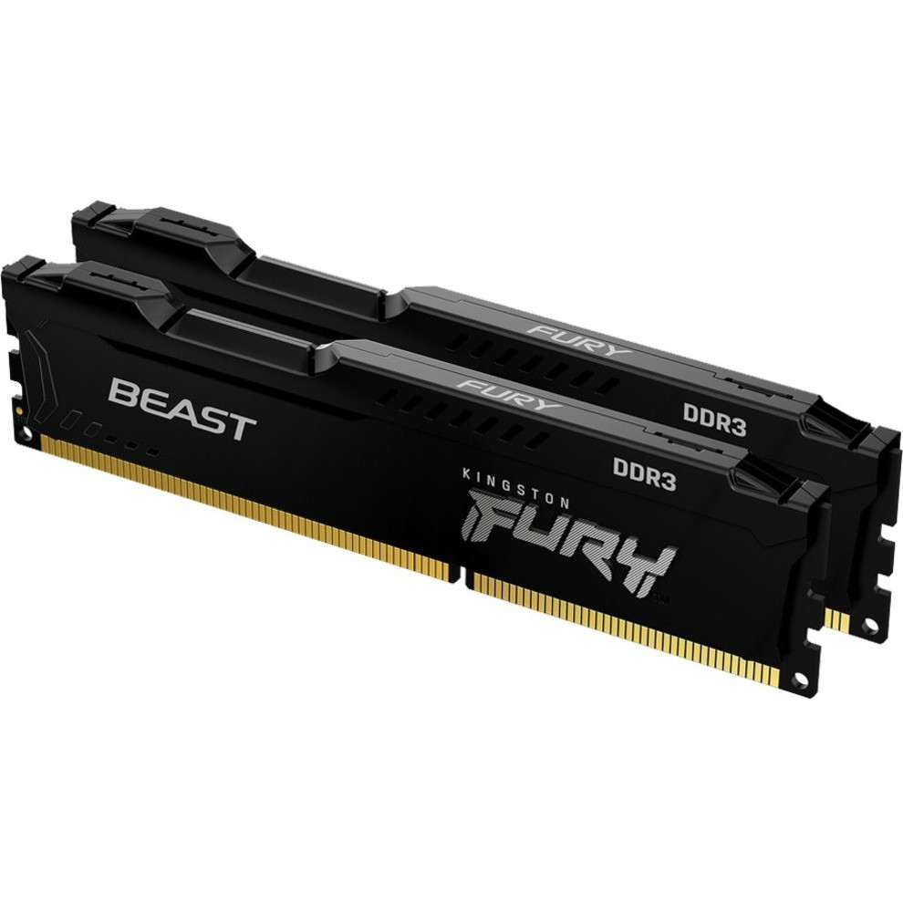 Kingston FURY Beast 16GB (2 x 8GB) DDR3 SDRAM Memory Kit - 16 GB (2 x 8GB) - DDR3-1866/PC3-14900 DDR3 SDRAM - 1866 MHz - CL10 - 1.50 V - Unbuffered - 240-pin - DIMM - Lifetime Warranty - KF318C10BBK2/16