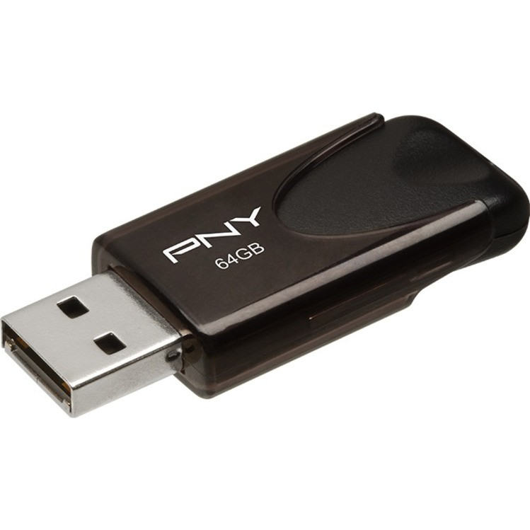 PNY 64GB Attaché 4 USB 2.0 Flash Drive - 64 GB -  USB 2.0 - Black - 1 Year Warranty - P-FD64GATT4-GE