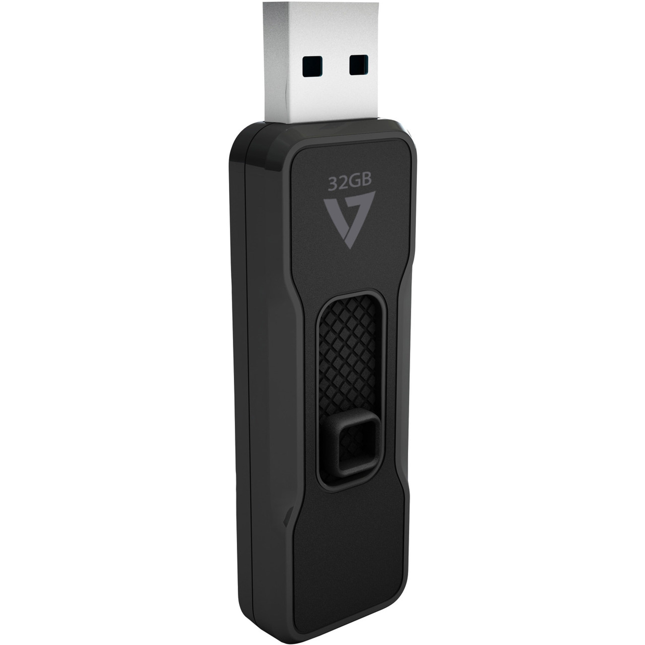 V7 32GB USB 3.1 Flash Drive - With Retractable USB Connector - 32 GB - USB 3.1 - 120 MB/s Read Speed - 15 MB/s Write Speed - Black - 5 Year Warranty - VP332G