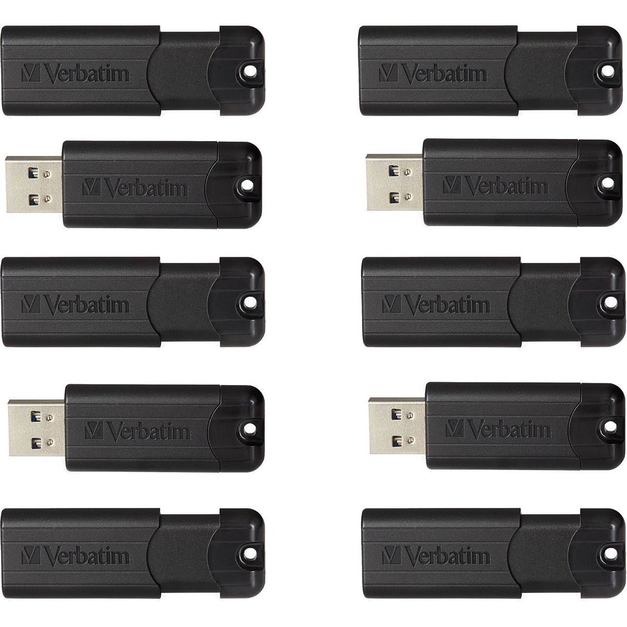 Verbatim 32Gb Pinstripe Usb 3.2 Gen 1 Flash Drive - Business 10Pk - Black - 32 Gb - Usb 3.0 - Black - 70902