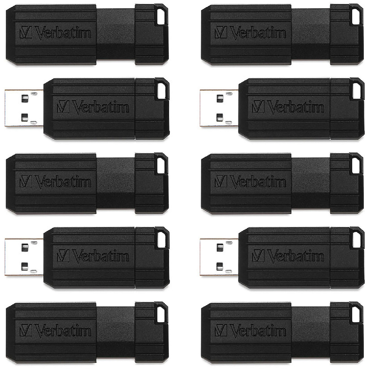 Verbatim 64Gb Pinstripe Usb Flash Drive - Business 10Pk - Black - 70901