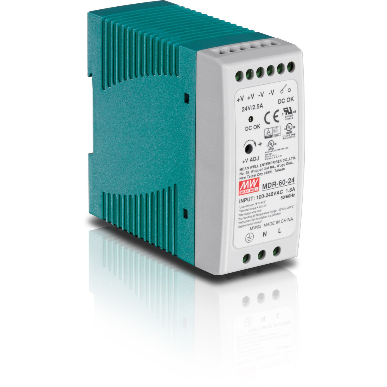 Trendnet 60 W Single Output Industrial DIN-Rail Power Supply, Universal AC Input, Extreme -20 to 70 Â°C (-4 to 158 Â°F) Operating Temp, TI-M6024 - 60 W Single Output Industrial DIN-Rail Power Supply - TI-M6024