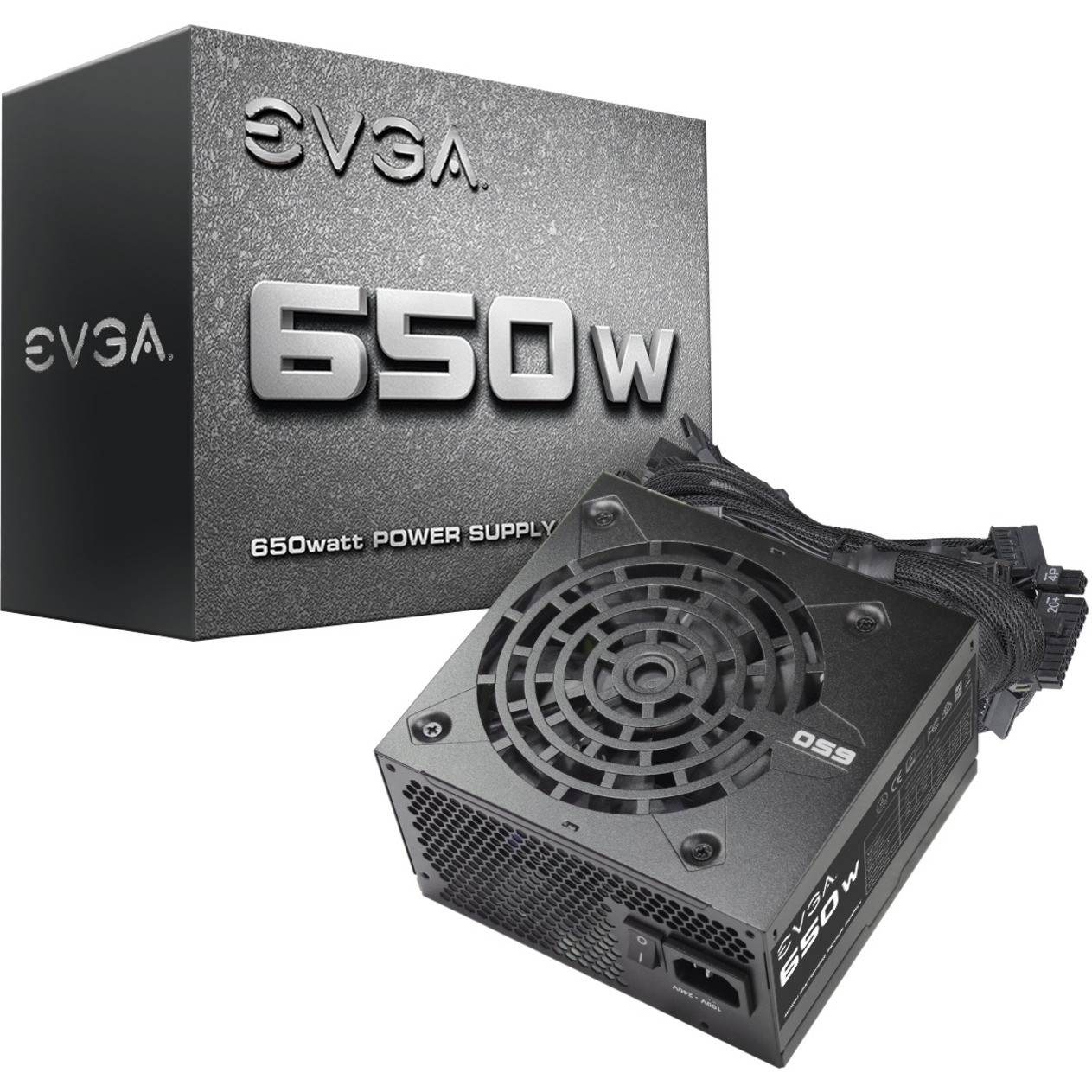 EVGA 650W Power Supply  - Internal - 120 V AC, 230 V AC Input - 3.3 V DC @ 24 A, 5 V DC @ 20 A, 12 V DC @ 52 A, 5 V DC @ 3 A, -12 V DC @ 300 mA Output - 650 W - 1 +12V Rails - 1 Fan(s)- 100-N1-0650-L1