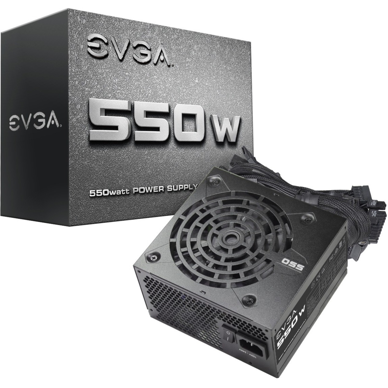 EVGA 550W Power Supply  - Internal - 120 V AC, 230 V AC Input - 3.3 V DC @ 24 A, 5 V DC @ 15 A, 12 V DC @ 43 A, 5 V DC @ 3 A, -12 V DC @ 300 mA Output - 550 W - 1 +12V Rails - 1 Fan(s) - 100-N1-0550-L1