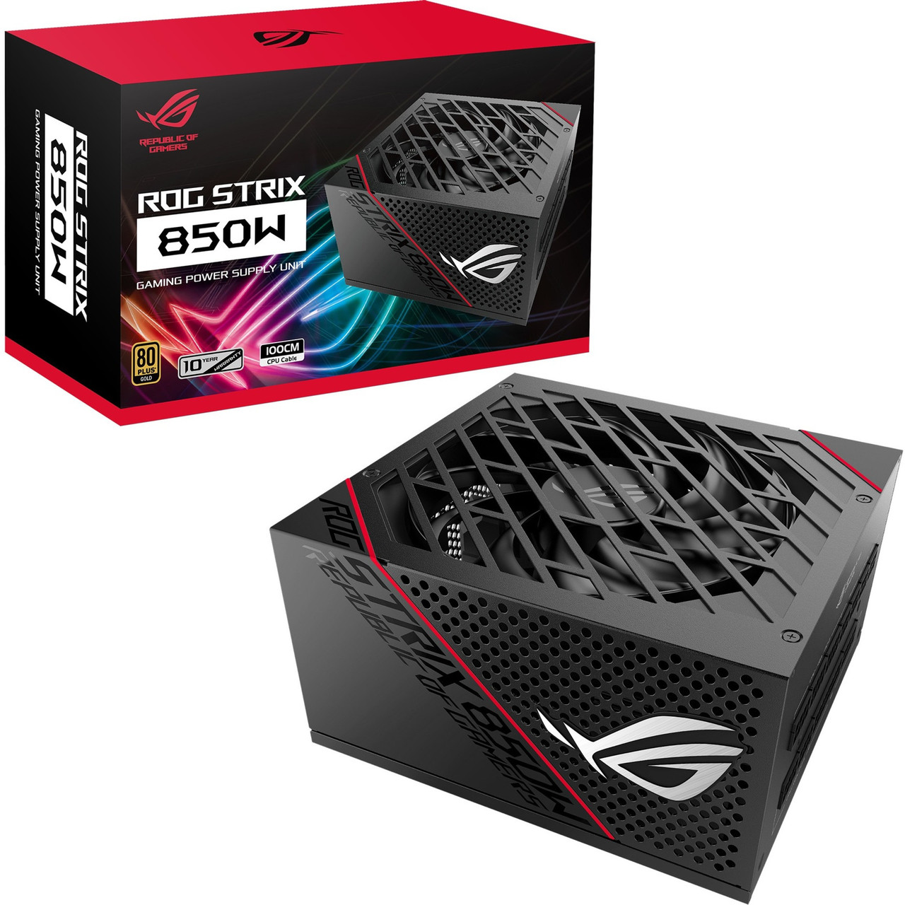Asus ROG ROG-STRIX-850G Power Supply - Internal - 120 V AC, 230 V AC Input - 3.3 V DC @ 20 A, 5 V DC @ 20 A, 12 V DC @ 70 A, 12 V DC @ 300 mA, 5 V DC @ 3 A Output - 850 W - 1 Fan(s) - ROG-STRIX-850G
