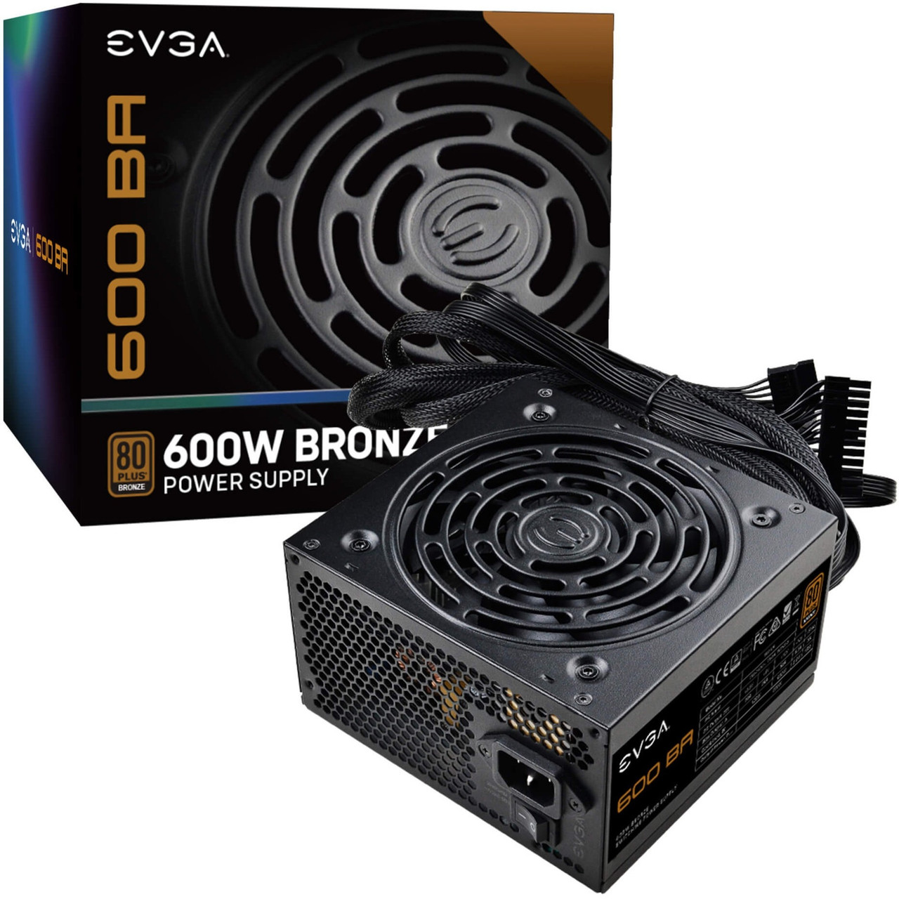 EVGA 600 BA Power Supply - Desktop - 120 V AC, 230 V AC Input - 3.3 V DC @ 20 A, 5 V DC @ 20 A, 12 V DC @ 50 A, 12 V DC @ 300 mA, 5 V DC @ 3 A Output - 600 W - 1 +12V Rails - 1 Fan(s) - 100-BA-0600-K1