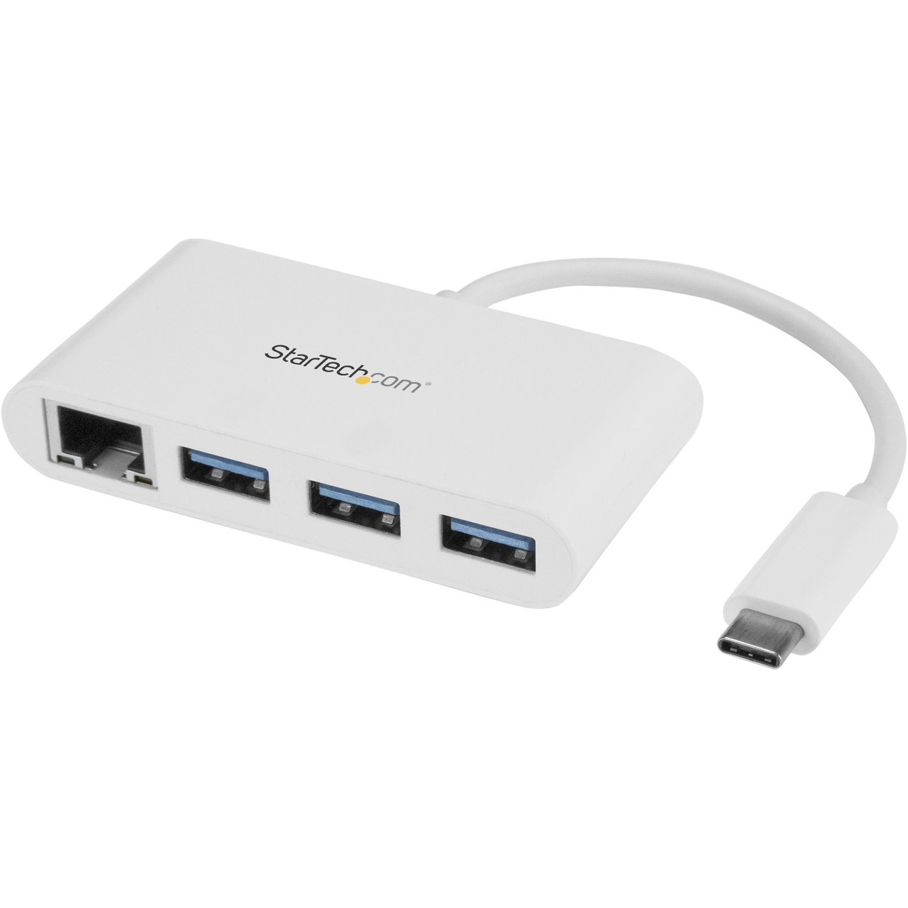 Startech 3 Port USB C Hub with Gigabit Ethernet - USB-C to 3x USB-A - USB 3.0 - White - USB Hub with GbE - USB-C to USB Adapter - USB Type C Hub - HB30C3A1GEA Startech 3 Port USB C Hub with Gigabit Ethernet - USB-C to 3x USB-A - USB 3.0 - White - USB Hub with GbE - USB-C to USB Adapter - USB Type C Hub - HB30C3A1GEA