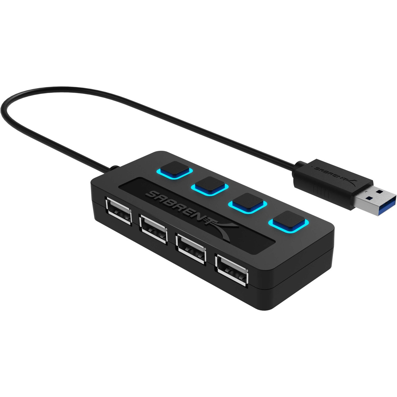 Sabrent 4-Port USB 2.0 Hub With Power Switches | Black - HB-UMLS-PK100