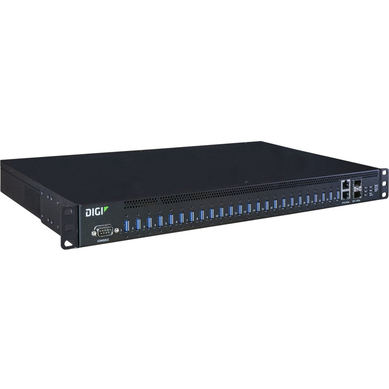 Digi Anywhereusb 24 Plus USB/Ethernet Combo Hub - Bluetooth - RJ-45 - Rack Mount - 24 USB Port(S) - 2 Network (RJ-45) Port(S) - 24 USB 3.1 Port(S) - Pc 24 USB Connectors 10/100/1G - Aw24-G300