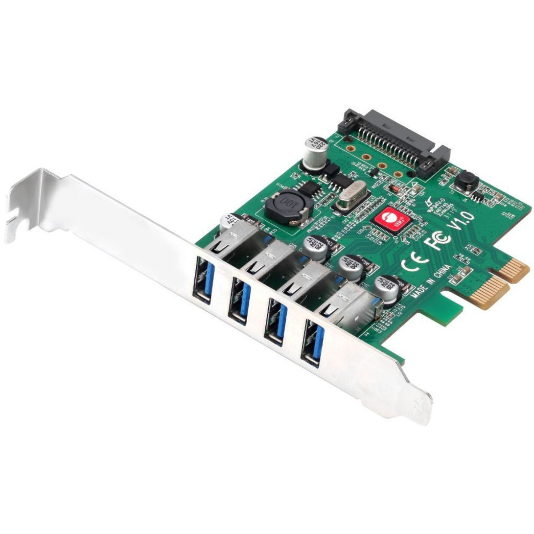 SIIG DP USB 3.0 4-Port PCIe Host Card - PCI Express 2.0 x1 - External - 4 USB Port(s) - 4 USB 3.0 Port(s) - UASP Support - PC - JU-P40A11-S1