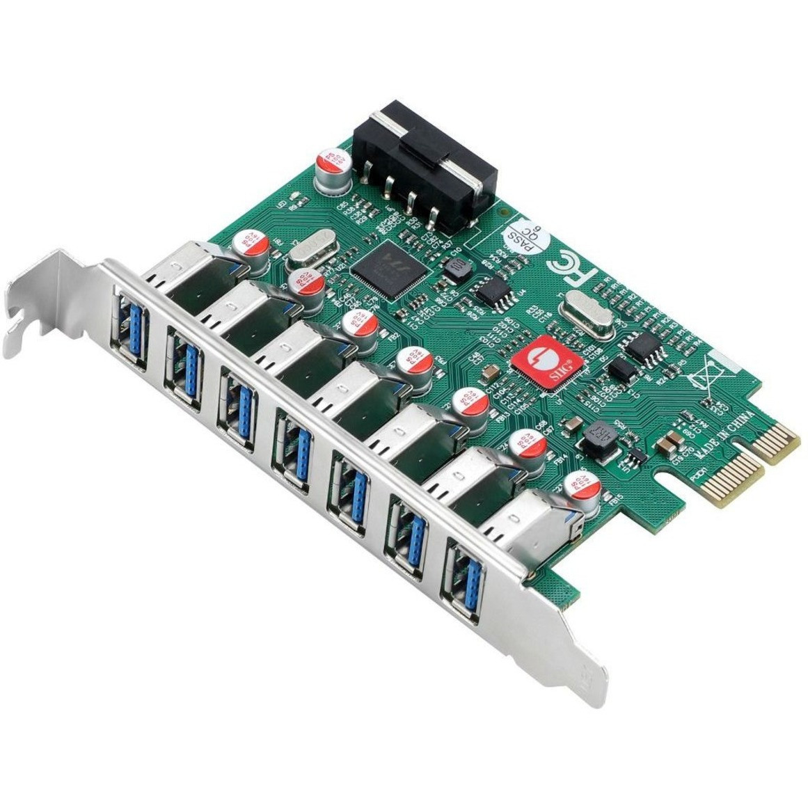 SIIG USB 3.0 7 Port PCIe Host Card - UASP Mode - 5Gbps Transfer Rate PCI Express 2.0 Card - Compliant with Intel xHCI - JU-P70211-S1
