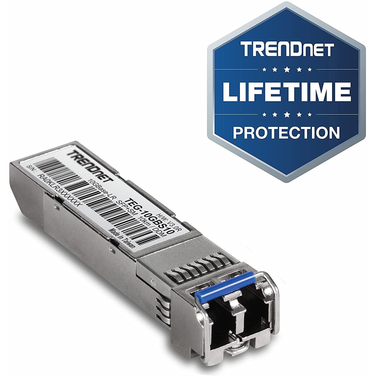 Trendnet SFP to RJ45 10GBASE-LR SFP+ Single Mode LC Module; TEG-10GBS10; Up to 10 km (6.2 Miles) - TEG-10GBS10