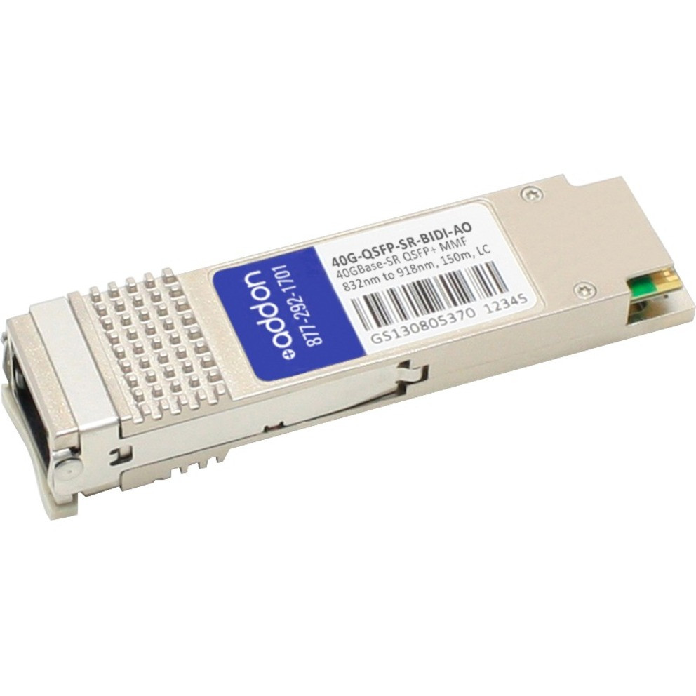 AddOn Brocade (Formerly) 40G-QSFP-SR-BIDI Compatible TAA Compliant 40GBase-SR QSFP+ Transceiver (MMF, 832nm to 918nm, 150m, LC) - 100% compatible and guaranteed to work - 40G-QSFP-SR-BIDI-AO