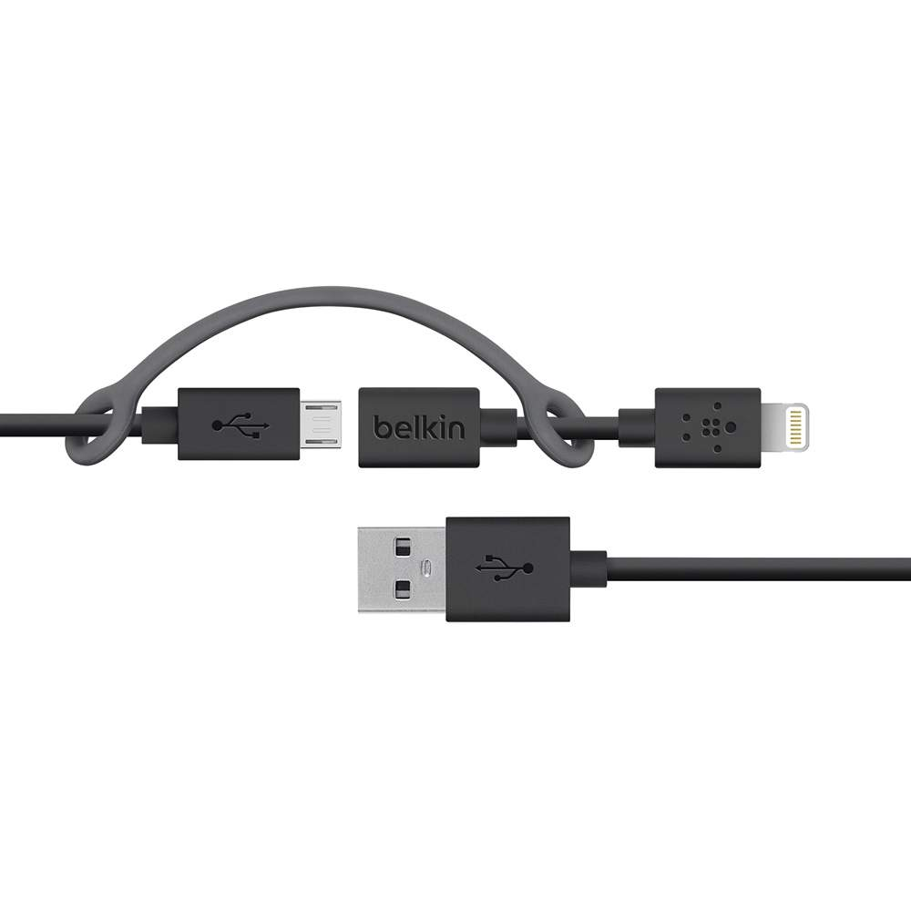 Belkin MICRO-USB CBL WITH LTG CONNECTOR ADAPTER,3feet,BLK. - F8J080BT03-BLK