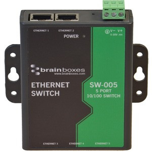 Brainboxes 5 Port Unmanaged Ethernet Switch Mountable - 5 Ports - Fast Ethernet - 10/100Base-T - 2 Layer Supported - Twisted Pair - Wall Mountable, Rail-mountable - Lifetime Limited Warranty - SW-005-X20M
