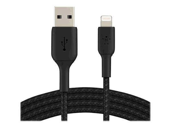 Belkin USB-A TO LTG, BRAID SIL, 2M, BLACK. - CAA010BT2MBK