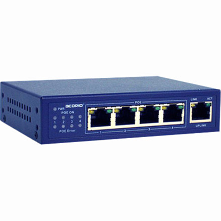 4XEM 4-Port PoE+(Plus) 25.5Watt 10/100Mbps Ethernet Switch - 4XLS5004P255