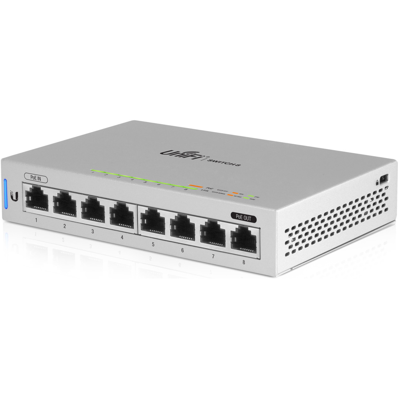 Ubiquiti UniFi US-8 Ethernet Switch - 8 Ports - Manageable - Gigabit Ethernet - 10/100/1000Base-T - Twisted Pair - Desktop - 1 Year Limited Warranty - US-8
