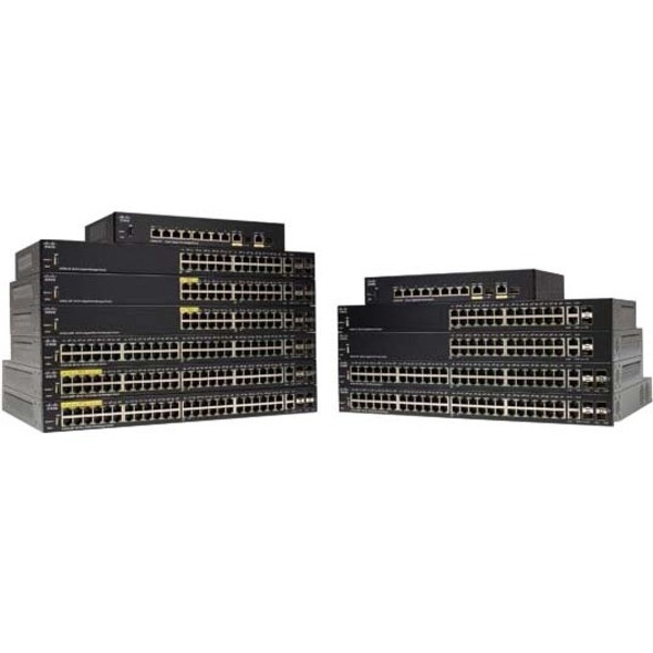 Cisco SG350-10MP 10-Port Gigabit PoE Managed Switch - 10 Ports - Manageable - Gigabit Ethernet - 10/100/1000Base-TX, 1000Base-X - 3 Layer Supported - Modular - 2 SFP Slots - Optical Fiber, Twisted Pair - SG350-10MP-K9-EU