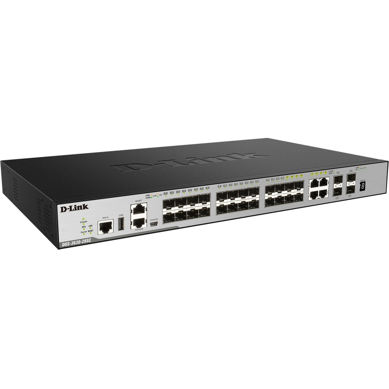 D-Link 28-Port Layer 3 Stackable Managed Gigabit Switch including 4 10GbE Ports - 4 Ports - Manageable - Gigabit Ethernet, 10 Gigabit Ethernet - 10/100/1000Base-TX - DGS-3630-28SC/SI