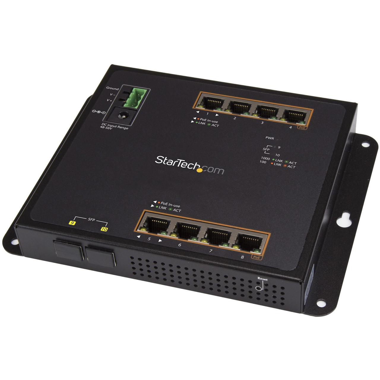 Startech Industrial 8 Port Gigabit PoE+ Switch w/2 SFP MSA Slots 30W Layer/L2 Switch Managed Ethernet Network Switch IP-30/-40C to 75C - IES101GP2SFW