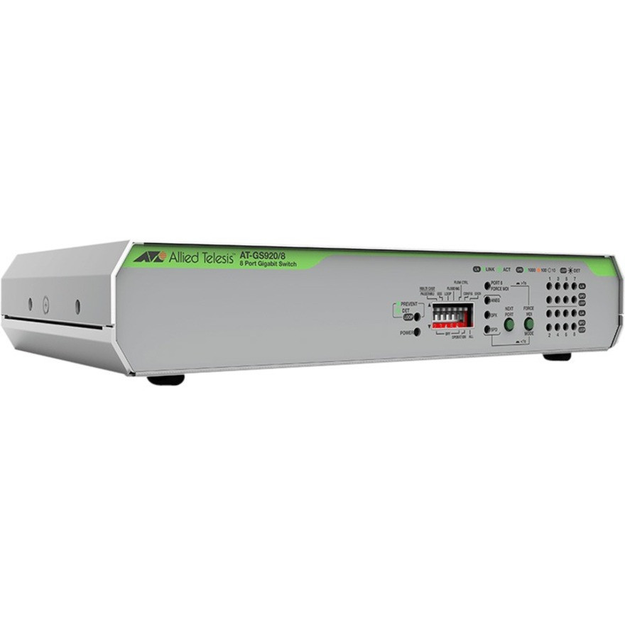 Allied Telesis 8-Port 10/100/1000T UnManaged Switch With Internal PSU - 8 Ports - Gigabit Ethernet - 10/100/1000Base-T - 2 Layer Supported - AT-GS920/8-10