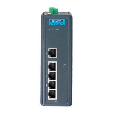 Advantech 4FE PoE+1FE Unmanaged Ethernet Switch, IEEE802.3af - EKI-2525P-BE