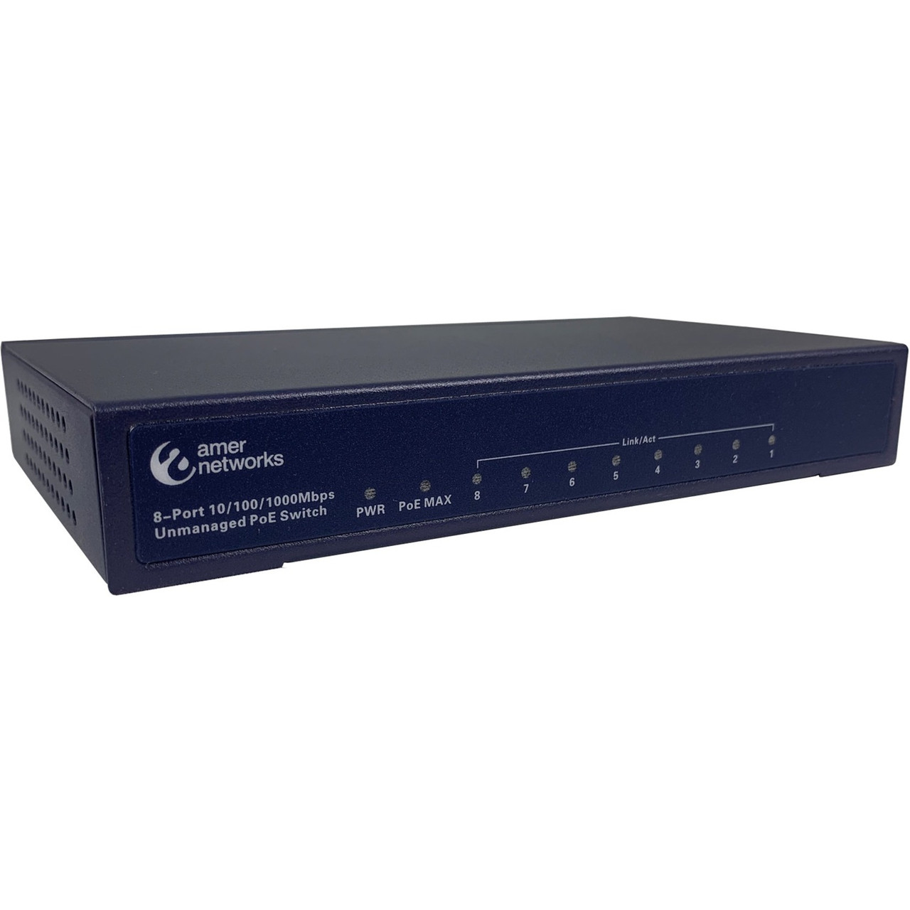 Amer 8 Port 10/100/1000Mbps Economic PoE Switch - 8 Ports - Gigabit Ethernet - 10/100/1000Base-T - 2 Layer Supported - 96 W Power Consumption - 30 W PoE Budget - Twisted Pair - PoE Ports - Compact, Wall Mountable - SG8P
