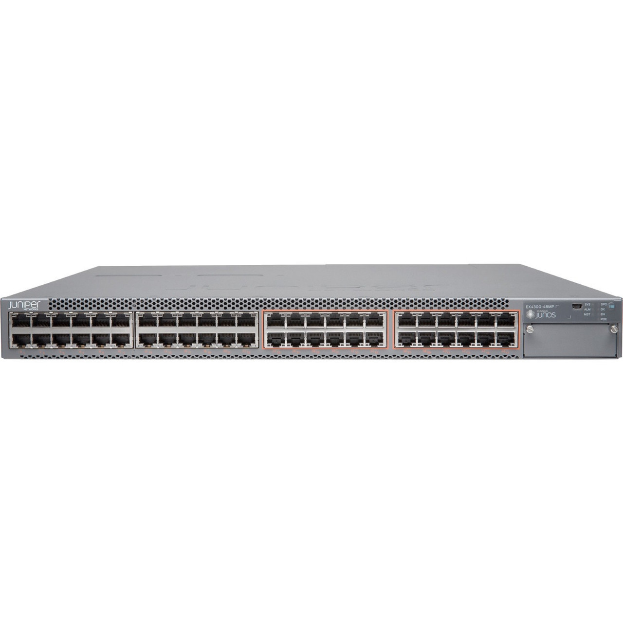Juniper EX4300-48MP Ethernet Switch - 48 Ports - Manageable - 3 Layer Supported - Modular - Twisted Pair, Optical Fiber - 1U High - Rack-mountable, Wall Mountable, Desktop - Lifetime Limited Warranty - B-Ex4300-48Mp-5S-E