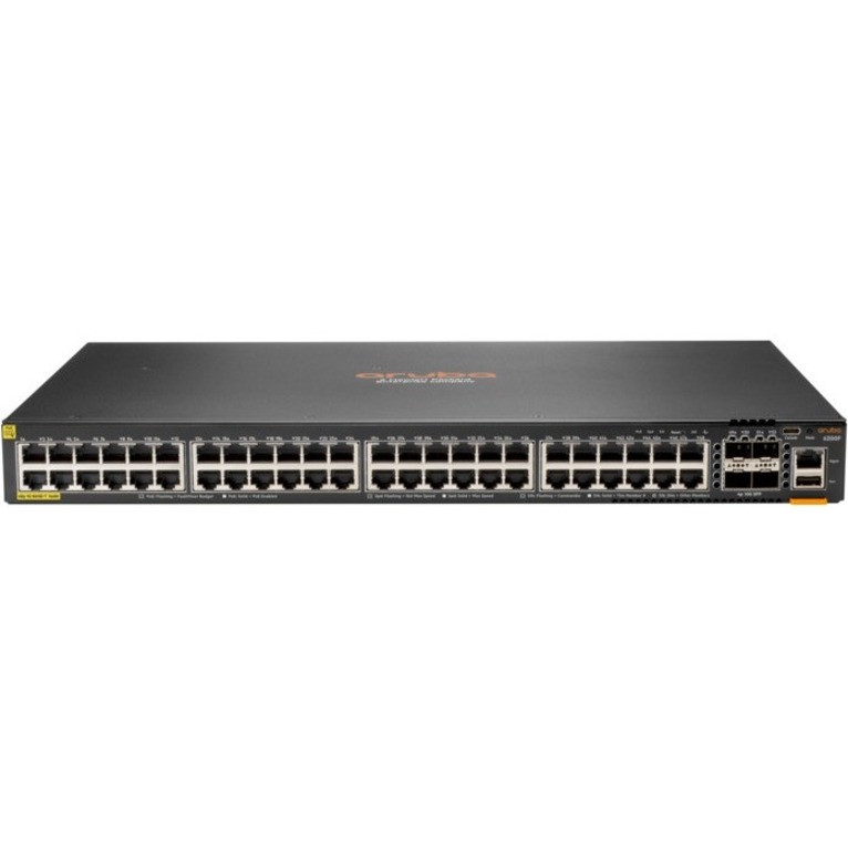 HPE Aruba 6200F 48G Class4 PoE 4SFP+ 740W Switch - 48 Ports - Manageable - Gigabit Ethernet, 10 Gigabit Ethernet - 10/100/1000Base-T, 10GBase-X - TAA Compliant JL728A#B2B