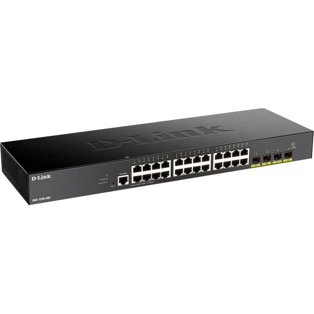 D-Link 28-Port 10-Gigabit Smart Managed Switch - 28 Ports - Manageable - 3 Layer Supported - Modular - 30.60 W Power Consumption - DGS-1250-28X-6KV