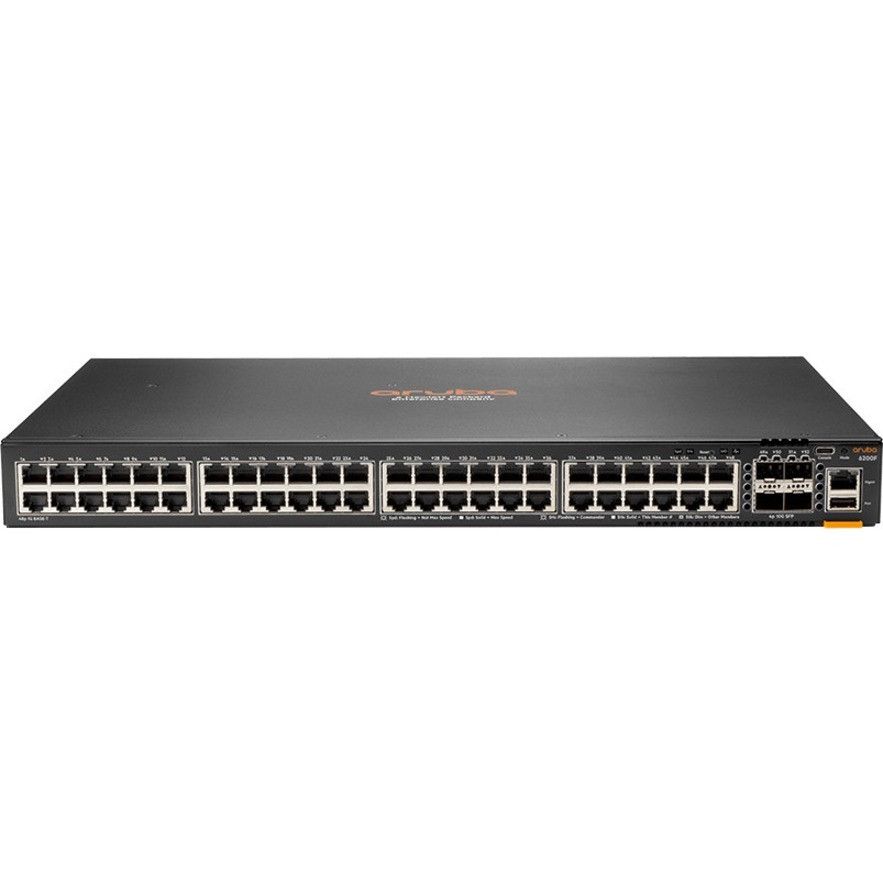 HPE 6200F 48G 4SFP+ Switch - 48 Ports - Manageable - 2 Layer Supported - Modular - 68 W Power Consumption - Twisted Pair, Optical Fiber - 1U Rack-mountable - JL726A#ABB