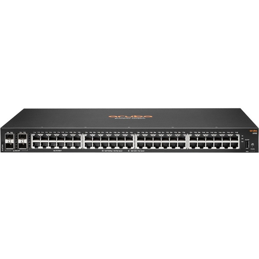 HPE 6100 48G 4SFP+ Switch - 48 Ports - 3 Layer Supported - Modular - 44.20 W Power Consumption - Twisted Pair, Optical Fiber - 1U Rack-mountable, Wall Mountable - JL676A#ABB