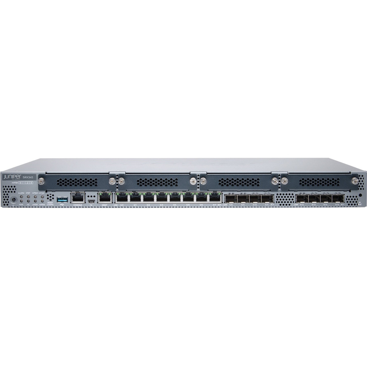 Juniper SRX345 Router - 8 Ports - Management Port - 12 - Gigabit Ethernet - 1U - Rack-mountable - 1 Year - Srx345-Sys-Jb