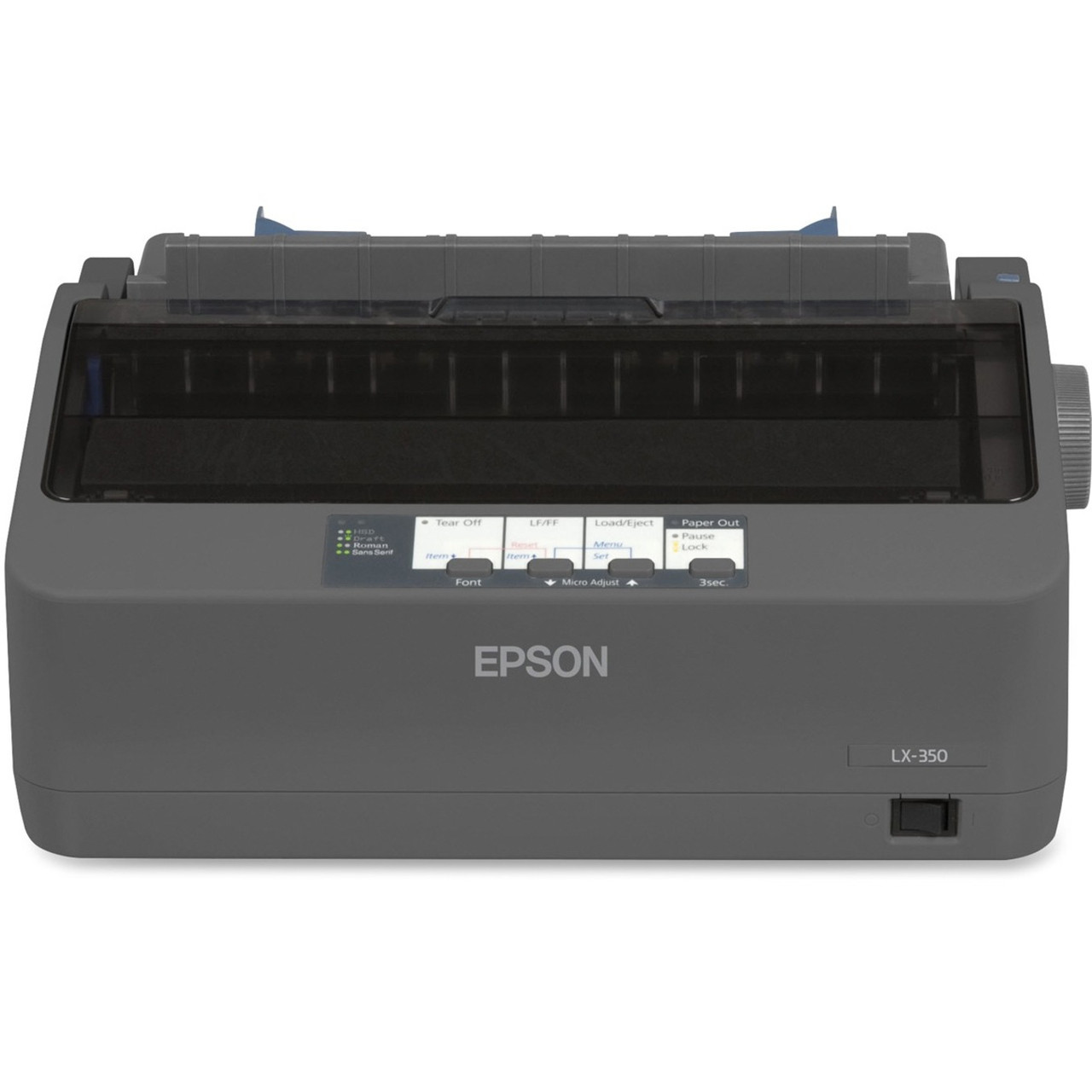 Epson LX-350 9-pin Dot Matrix Printer - Monochrome - Energy Star - Black - 80 Column - 357 cps Mono - USB - Parallel - Serial - 128 KB Memory - C11CC24001
