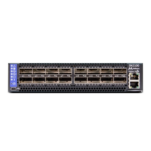 Nvidia Mellanox Half-Width 16-Port Non-Blocking 100GbE Open Ethernet Switch System - Manageable - 40 Gigabit Ethernet - 40GBase-X - 3 Layer Supported - Modular - Optical Fiber - 1U High - Rail-mountable, Rack-mountable - MSN2100-CB2RC