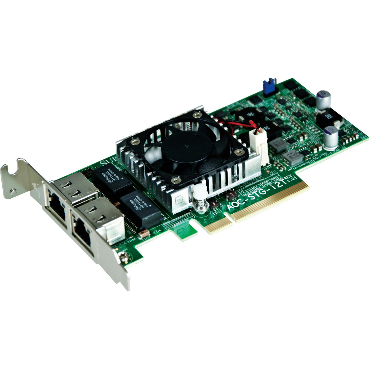 Supermicro AOC-STG-i2T 10GbE Adapter - PCI Express x8 - 2 Port(s) - 2 x Network (RJ-45) Twisted Pair - Low-profile - 10GBase-T, 10/100/1000Base-T - Plug-in Card - AOC-STG-I2T