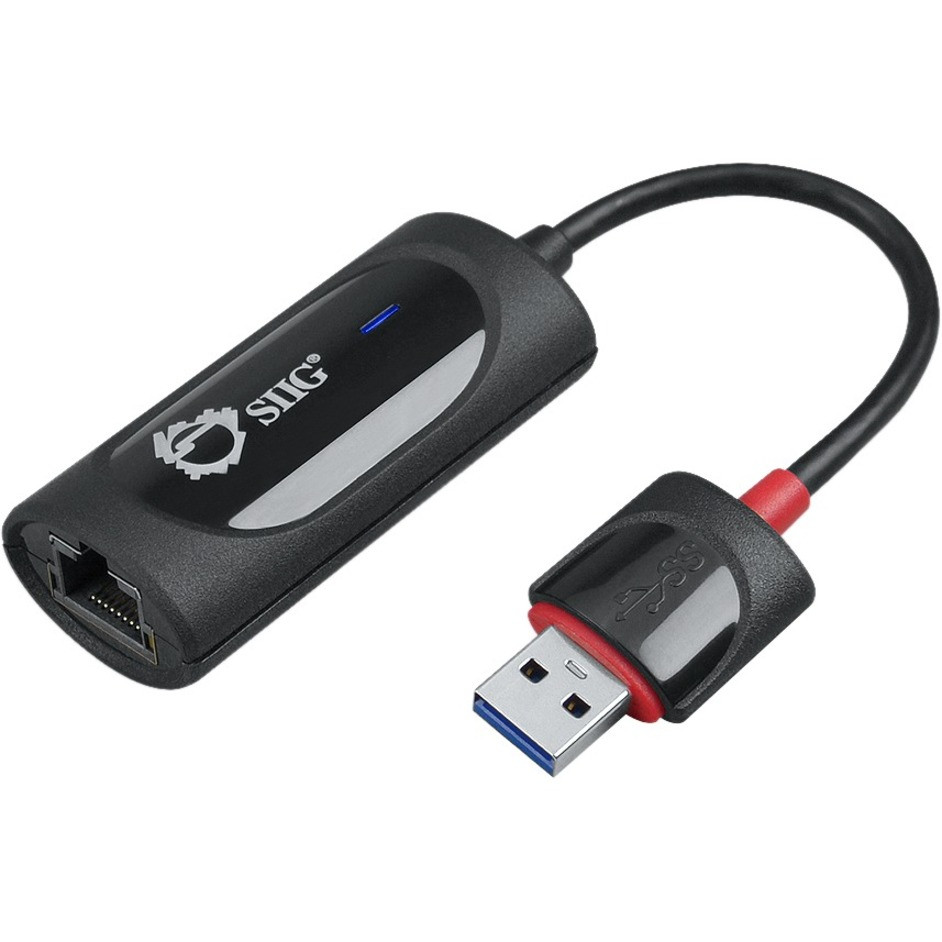 SIIG SuperSpeed USB 3.0 Gigabit LAN Adapter - Black - USB 3.0 Type A - 125 MB/s Data Transfer Rate - 1 Port(s) - 1 - Twisted Pair - Retail - 10/100/1000Base-T - Portable - JU-NE0611-S2