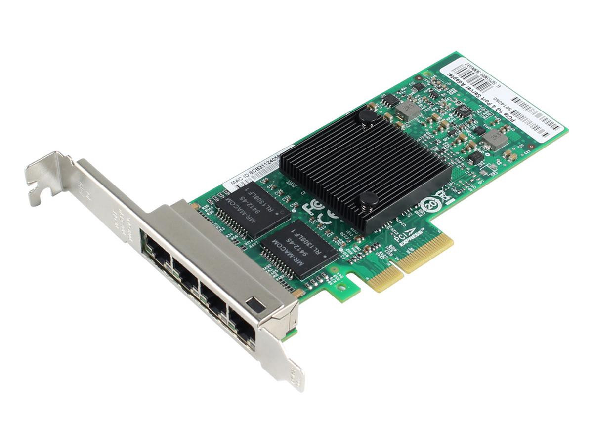 Enet 10/100/1000Mbps Quad-Port PCI Express x4 Network Interface Card (NIC) 4x RJ45 Port Intel 82580 Chipset Based HP® Compatible - Lifetime Warranty - 593722-B21-ENC